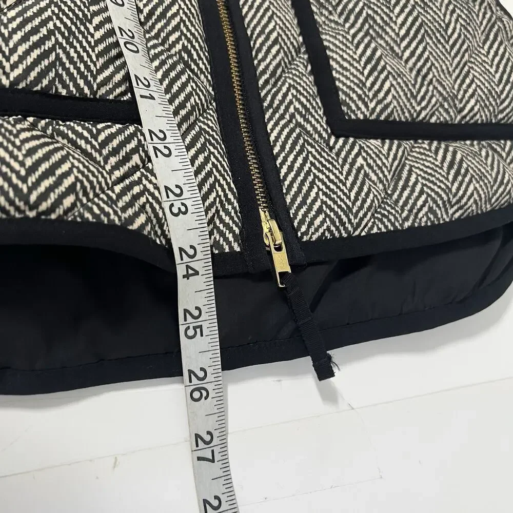 J. Crew Women’s Quilted Down Puffer Vest XS Houndstooth Black White Gold Preppy